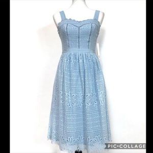 Aqua Blue Lace Sleeveless A-line Dress